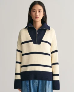 Breton Striped Half-Zip Sweater