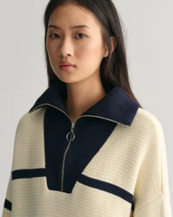 Breton Striped Half-Zip Sweater