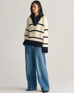 Breton Striped Half-Zip Sweater