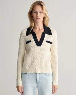 Cable Knit Polo Sweater