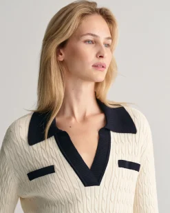 Cable Knit Polo Sweater