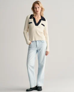 Cable Knit Polo Sweater
