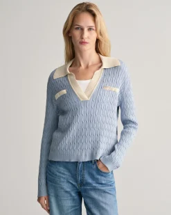 Cable Knit Polo Sweater