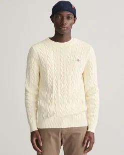 Cotton Cable Knit Crew Neck Sweater
