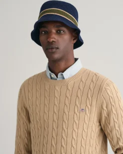Cotton Cable Knit Crew Neck Sweater