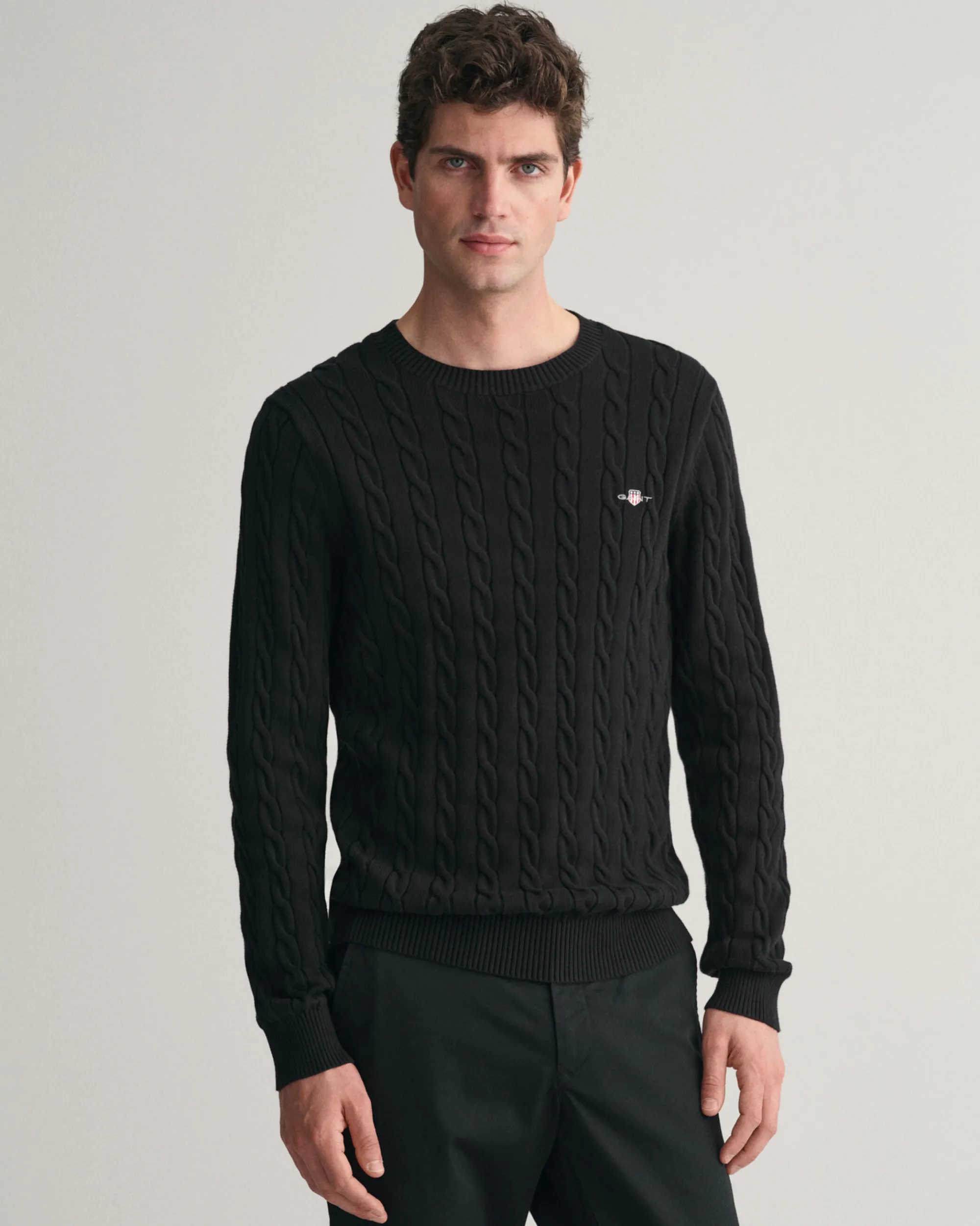 Cotton Cable Knit Crew Neck Sweater