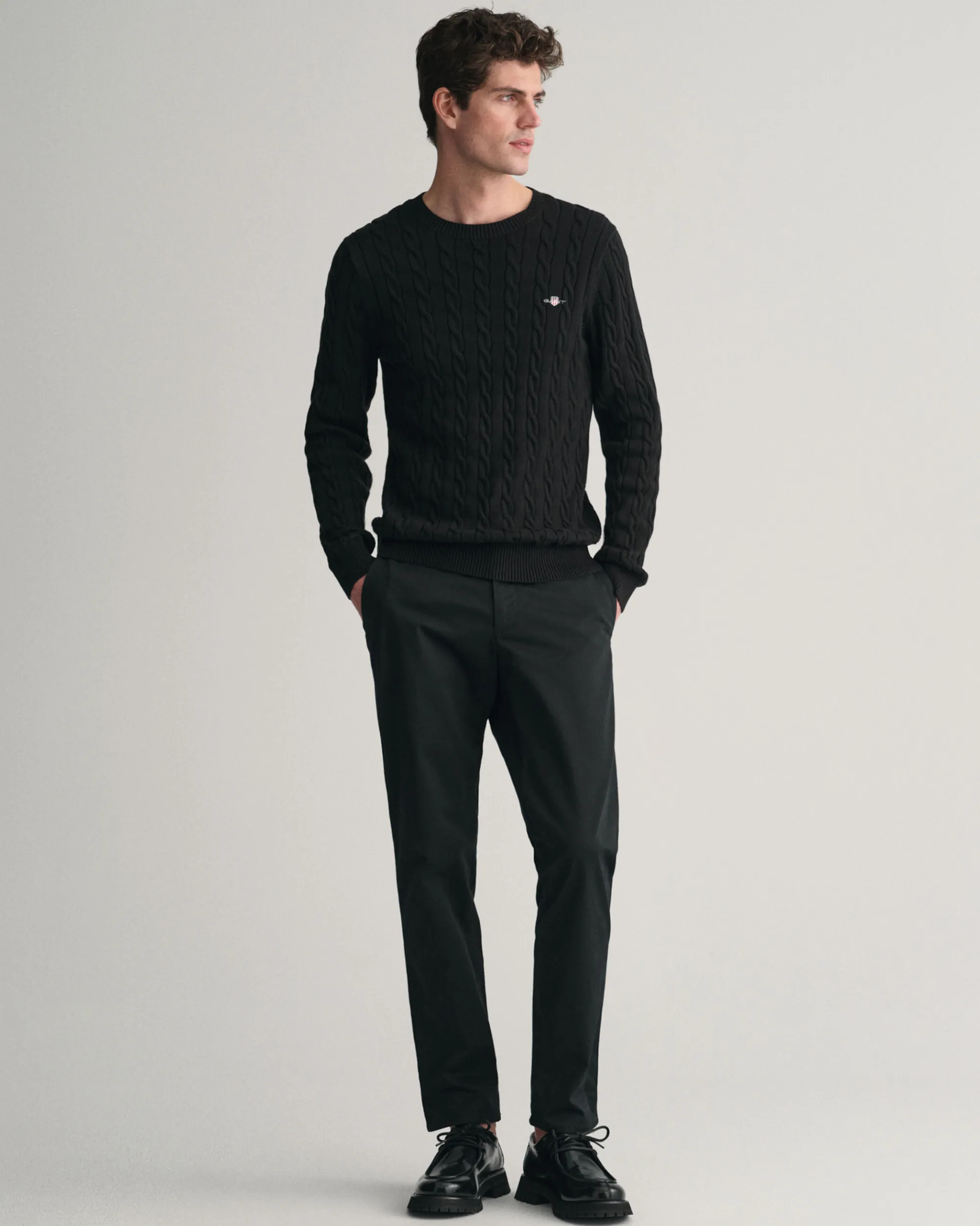 Cotton Cable Knit Crew Neck Sweater