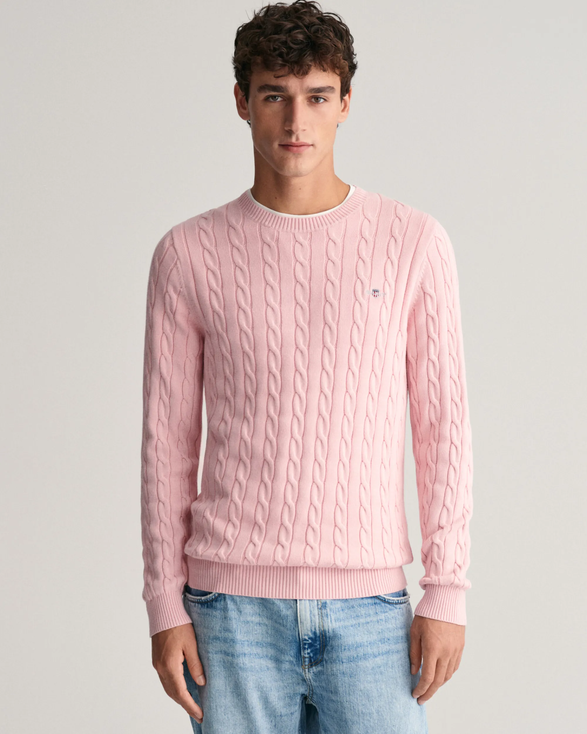 Cotton Cable Knit Crew Neck Sweater