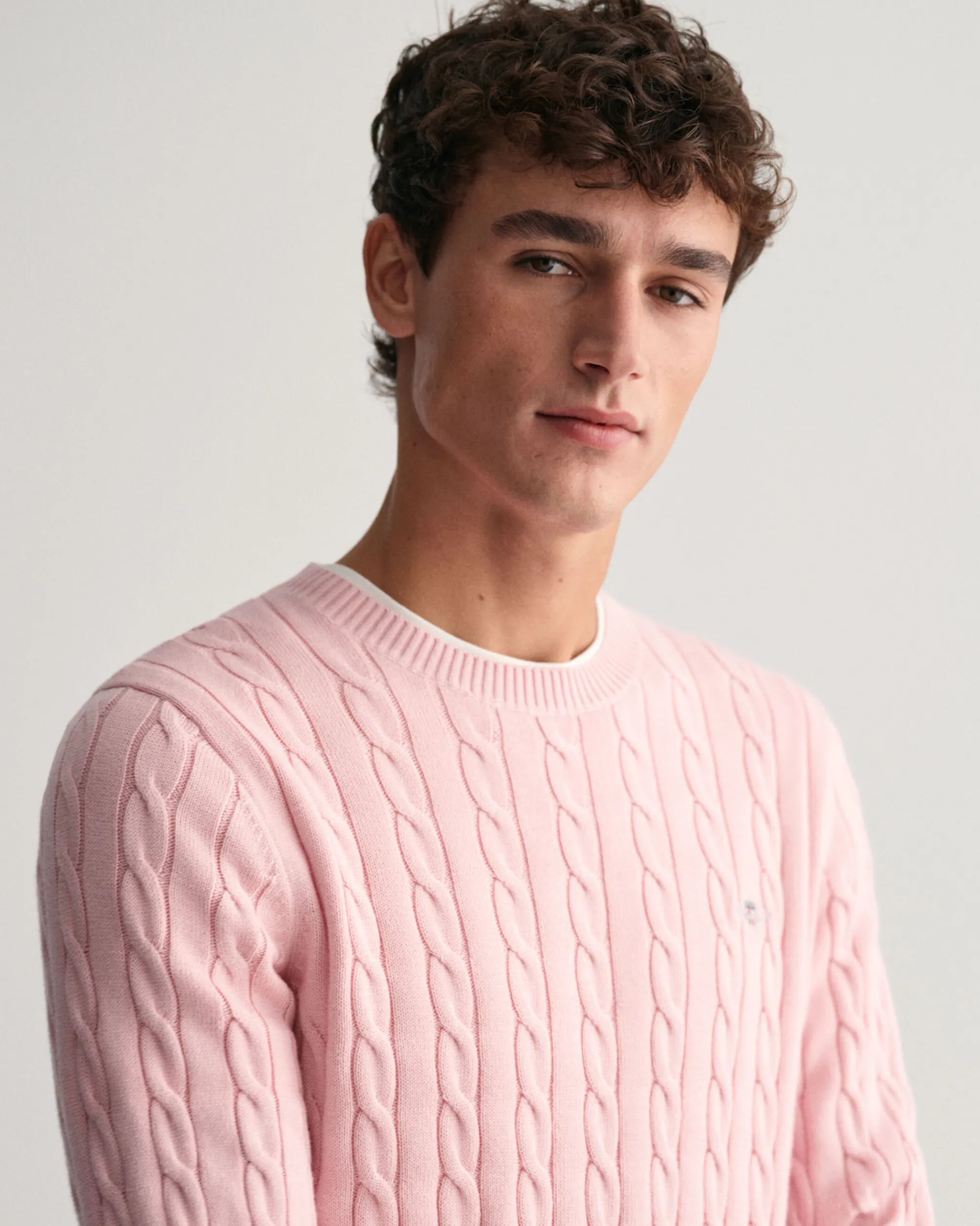Cotton Cable Knit Crew Neck Sweater