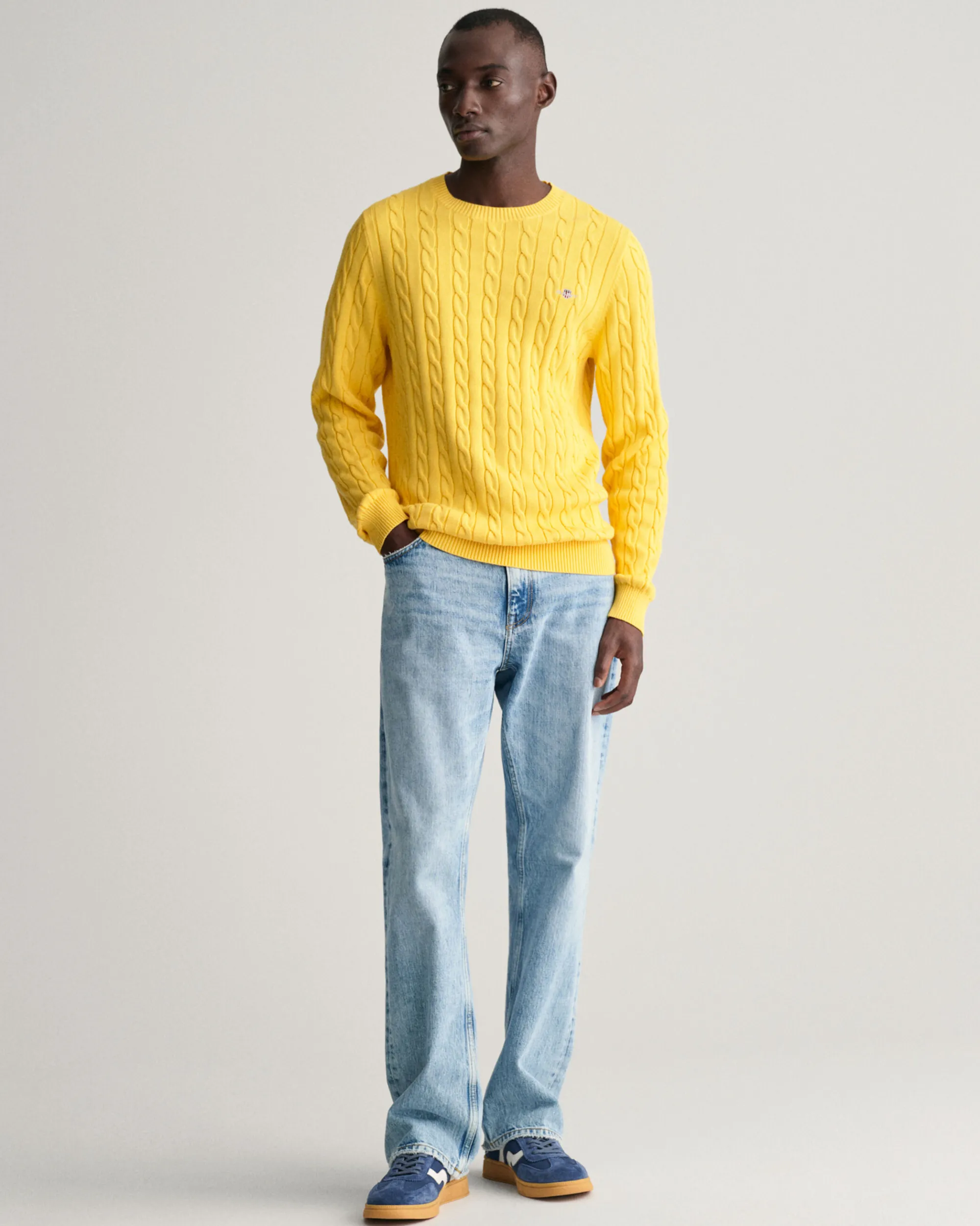 Cotton Cable Knit Crew Neck Sweater