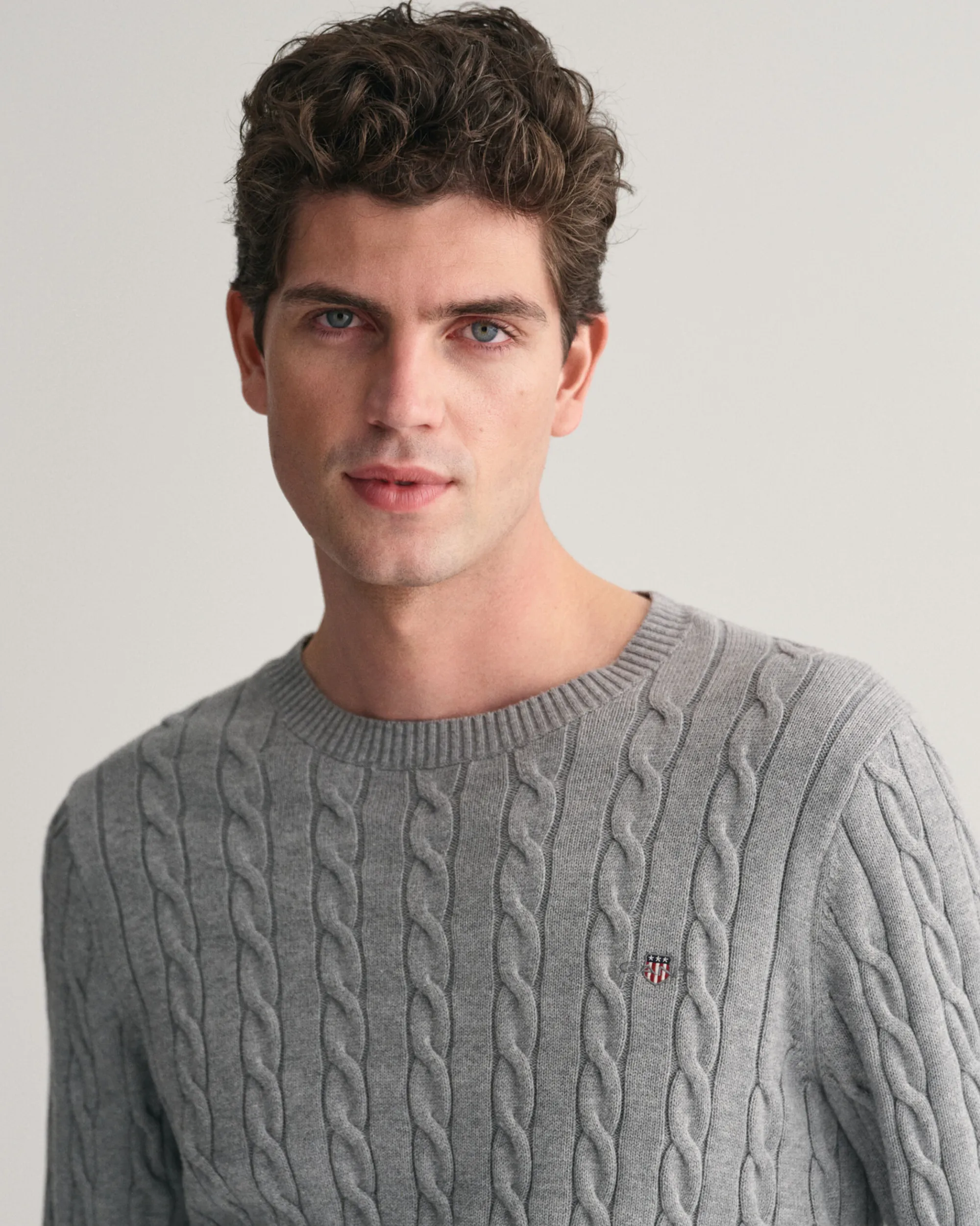 Cotton Cable Knit Crew Neck Sweater