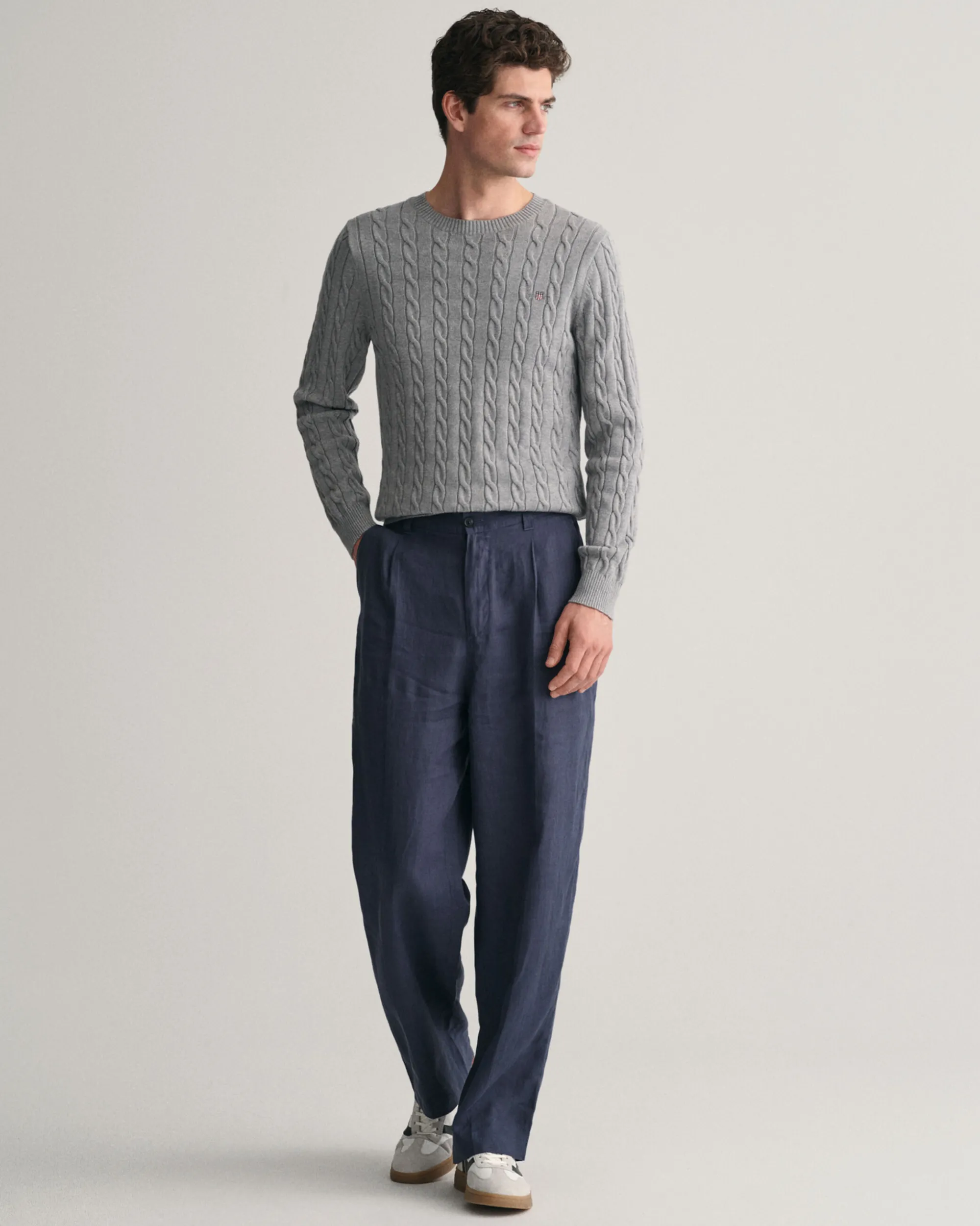 Cotton Cable Knit Crew Neck Sweater