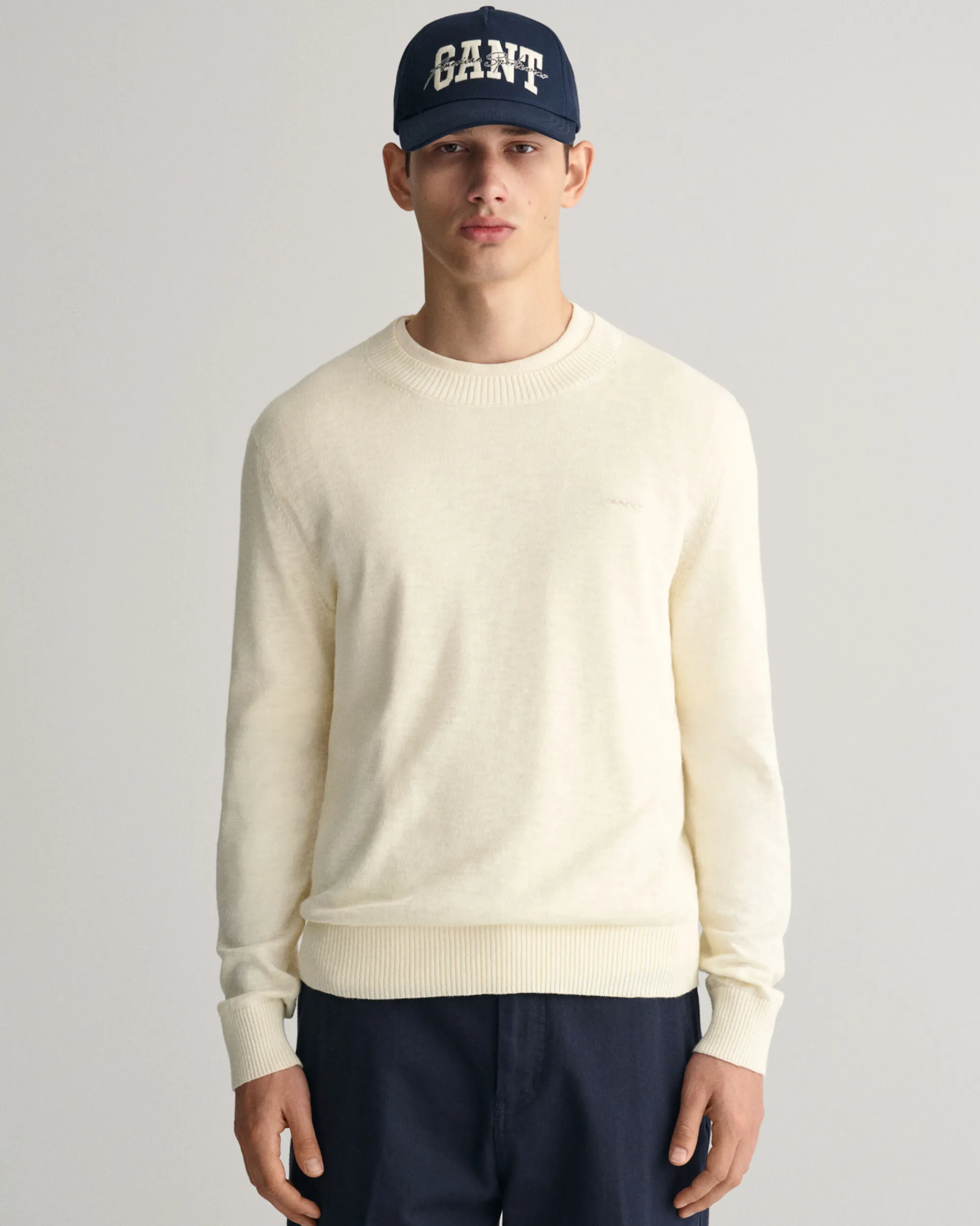 Cotton Linen Crew Neck Sweater
