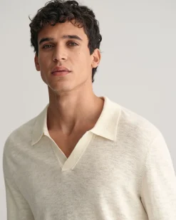 Cotton Linen Open Polo Sweater