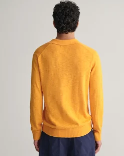 Cotton Linen Open Polo Sweater