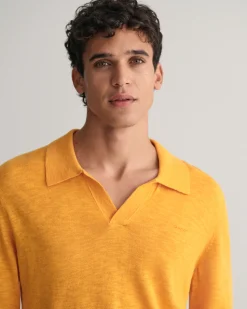 Cotton Linen Open Polo Sweater