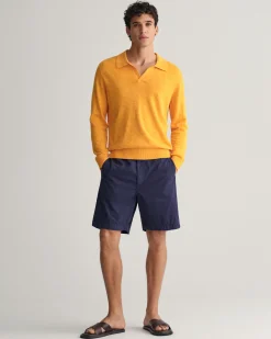 Cotton Linen Open Polo Sweater