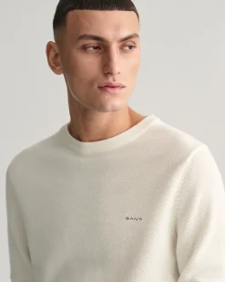Cotton Piqué Crew Neck Sweater