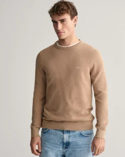 Cotton Piqué Crew Neck Sweater