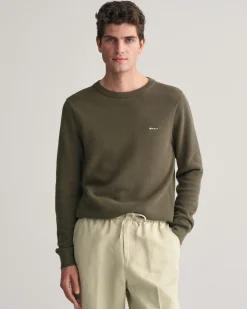 Cotton Piqué Crew Neck Sweater