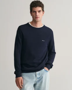 Cotton Piqué Crew Neck Sweater