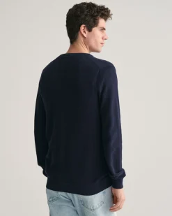Cotton Piqué Crew Neck Sweater