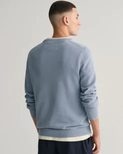 Cotton Piqué Crew Neck Sweater