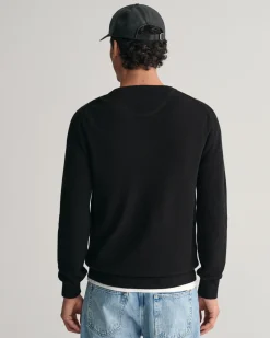 Cotton Piqué Crew Neck Sweater