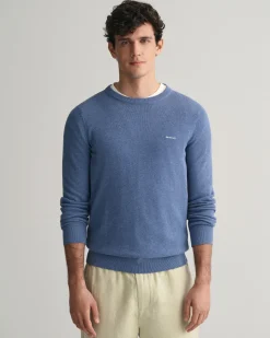 Cotton Piqué Crew Neck Sweater