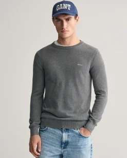 Cotton Piqué Crew Neck Sweater