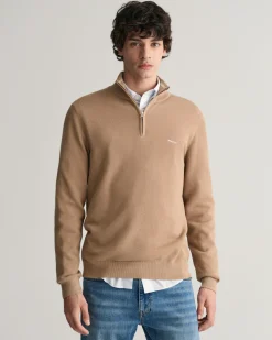 Cotton Piqué Half-Zip Sweater