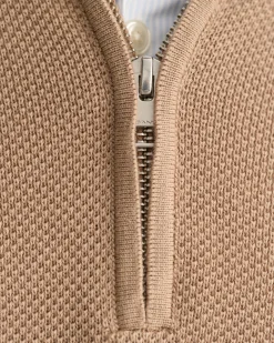 Cotton Piqué Half-Zip Sweater