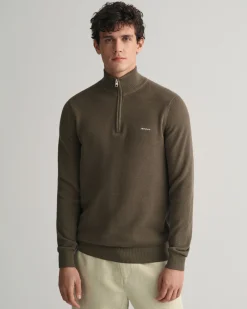 Cotton Piqué Half-Zip Sweater
