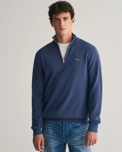 Cotton Piqué Half-Zip Sweater