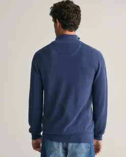 Cotton Piqué Half-Zip Sweater
