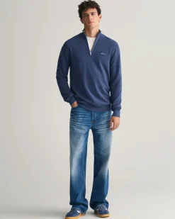 Cotton Piqué Half-Zip Sweater
