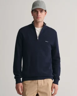 Cotton Piqué Half-Zip Sweater
