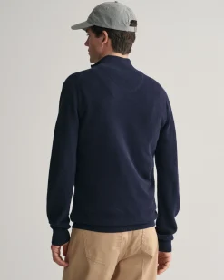 Cotton Piqué Half-Zip Sweater