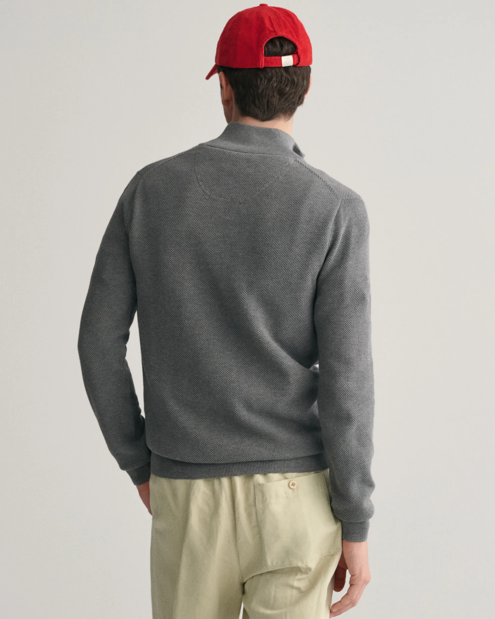 Cotton Piqué Half-Zip Sweater