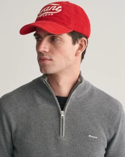 Cotton Piqué Half-Zip Sweater