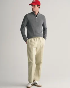 Cotton Piqué Half-Zip Sweater