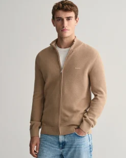 Cotton Piqué Zip Cardigan