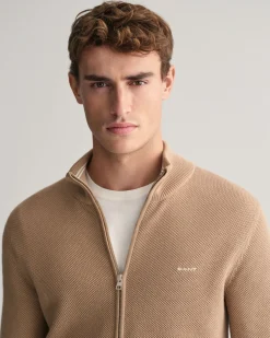 Cotton Piqué Zip Cardigan