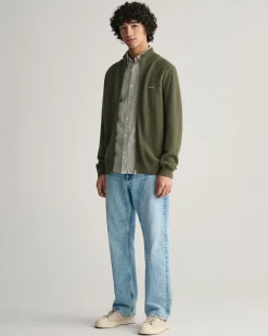 Cotton Piqué Zip Cardigan