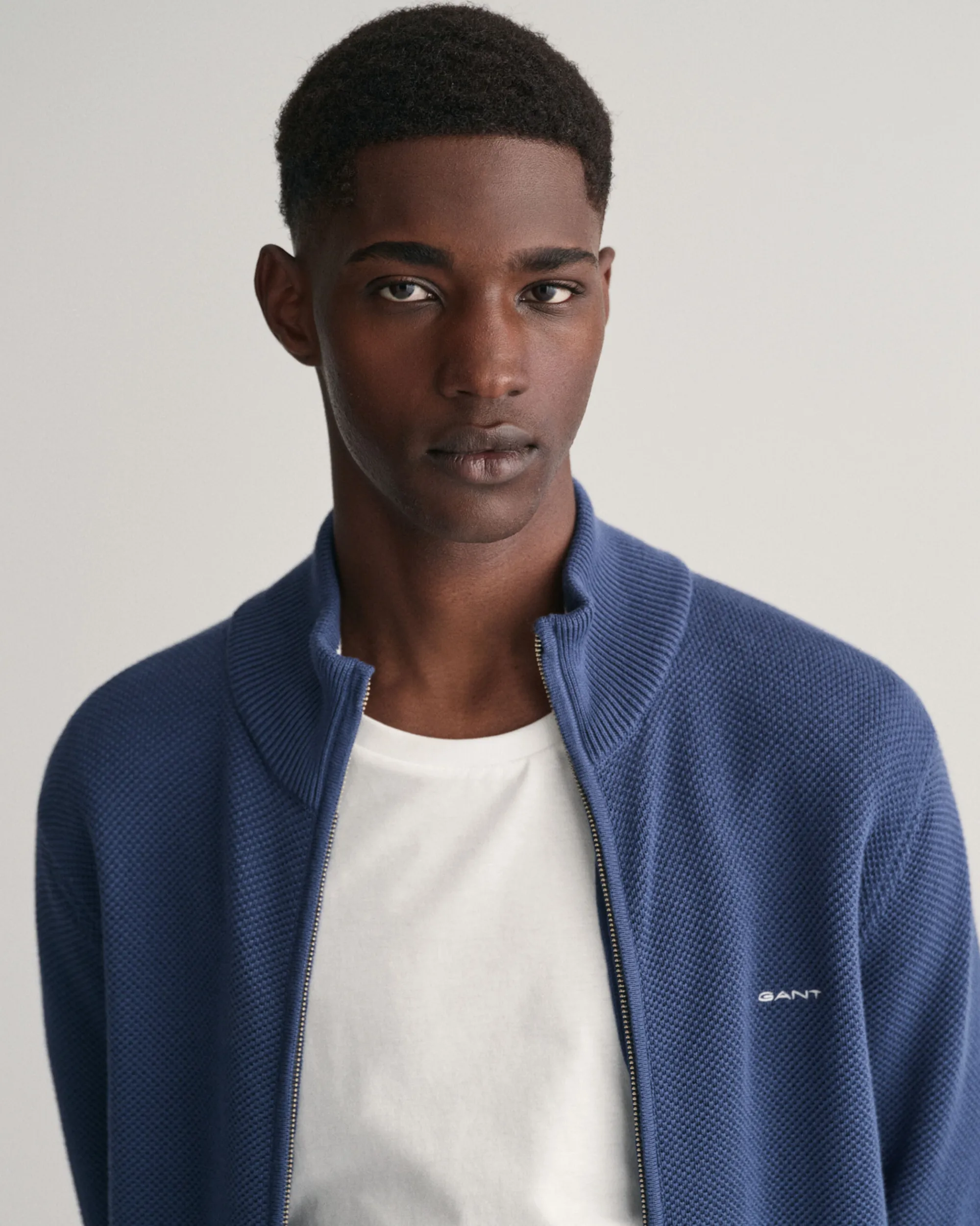Cotton Piqué Zip Cardigan