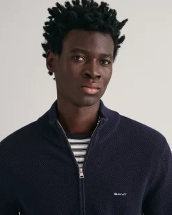 Cotton Piqué Zip Cardigan