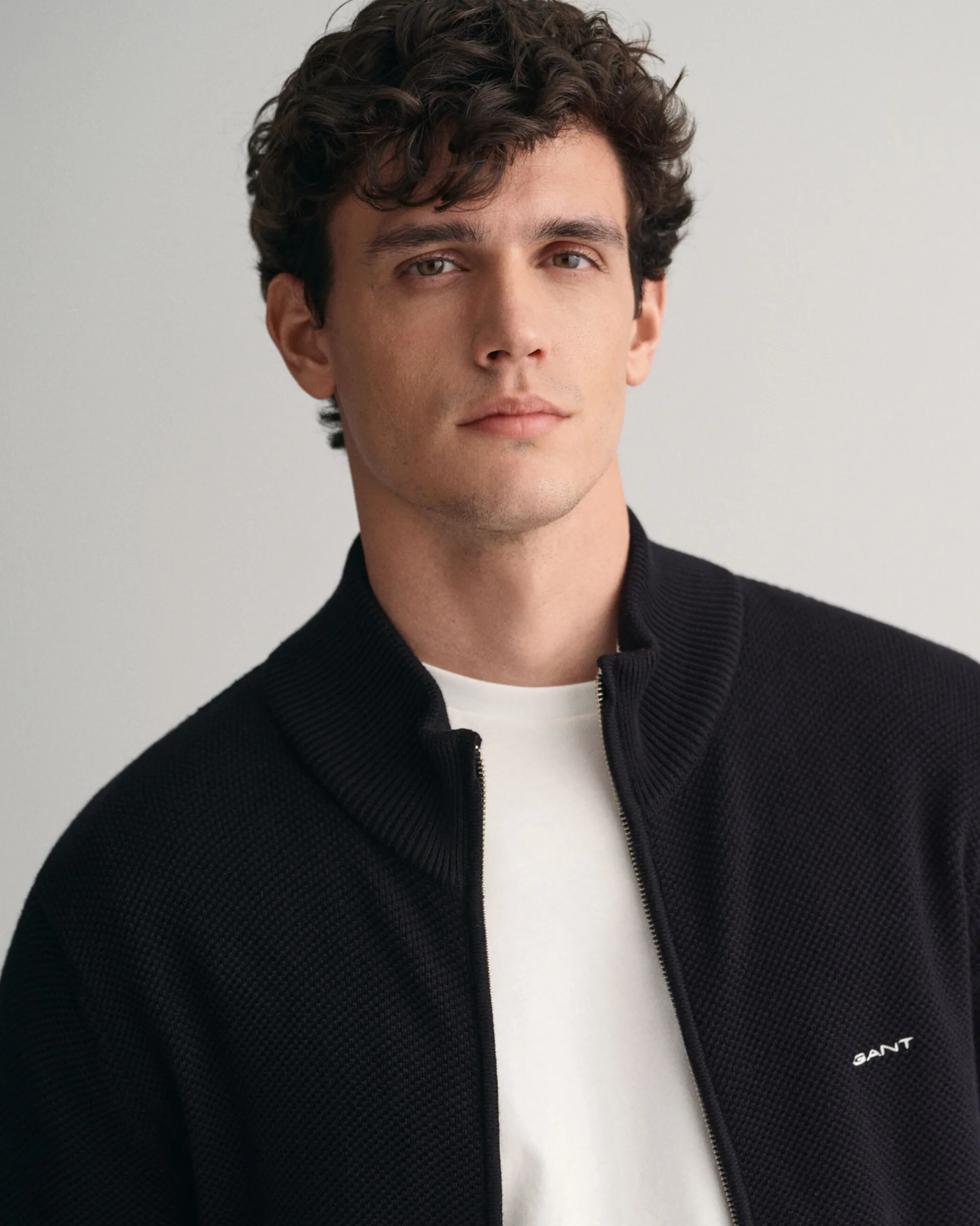 Cotton Piqué Zip Cardigan
