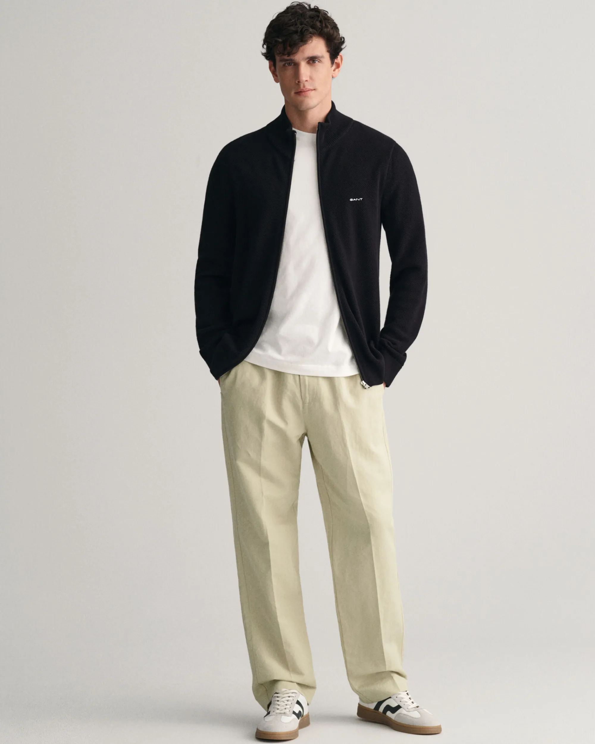 Cotton Piqué Zip Cardigan