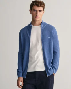 Cotton Piqué Zip Cardigan