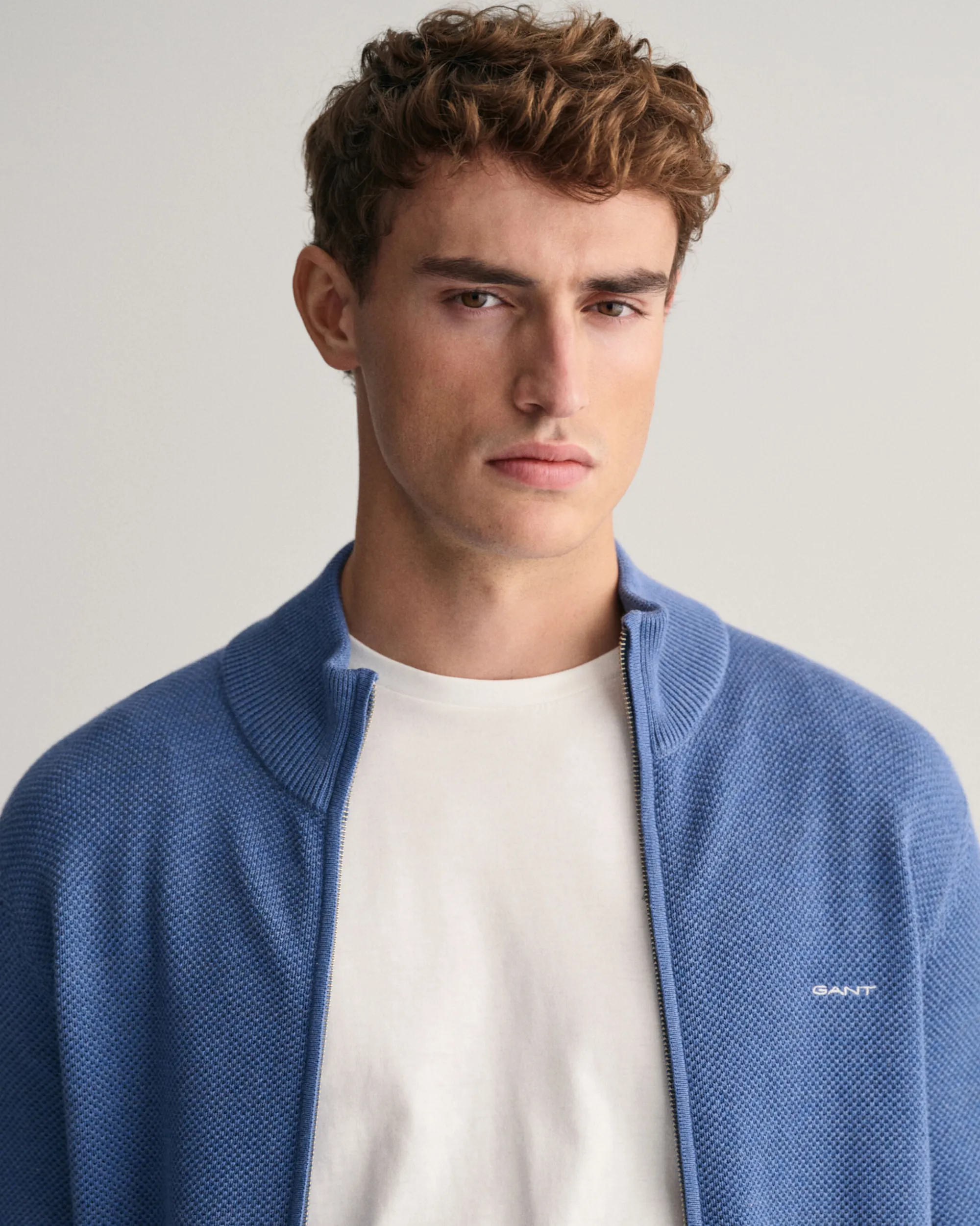 Cotton Piqué Zip Cardigan